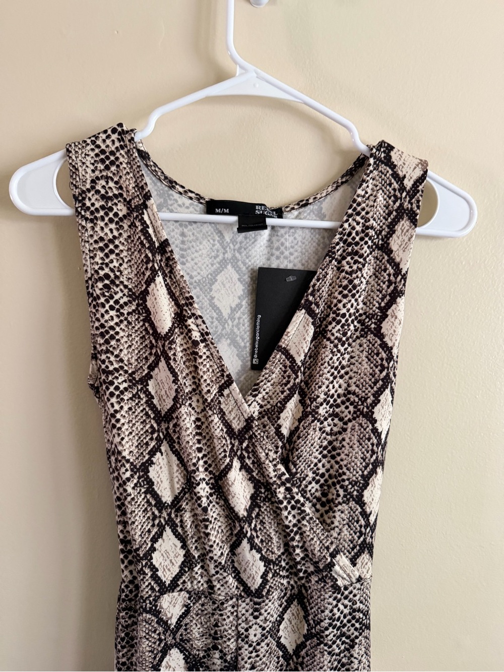 Rebel Sugar Beige & Brown Snake-Print Midi Wrap Dress